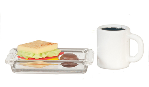 Sandwich  and  Coffee  and  Cookie on Plate